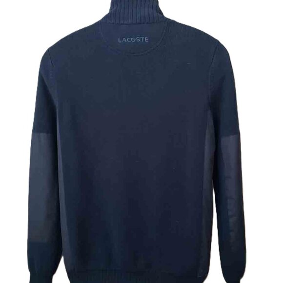 LACOSTE Full Zip Cotton Cardigan Sweater Black Men's Lacoste 3 or Small - Picture 2 of 3